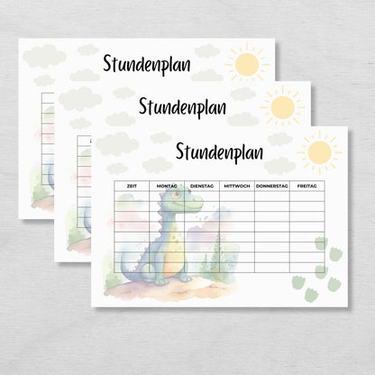 Dino Stundenplan für Kinder, grün