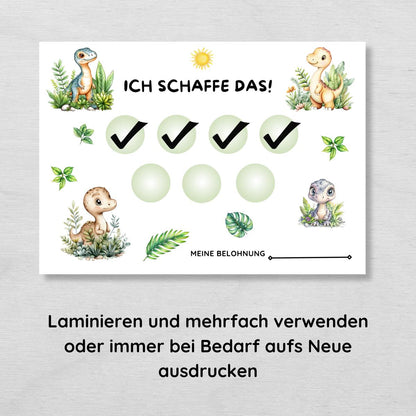 Dino Aufgabenplan und Belohnungsplan für Kinder