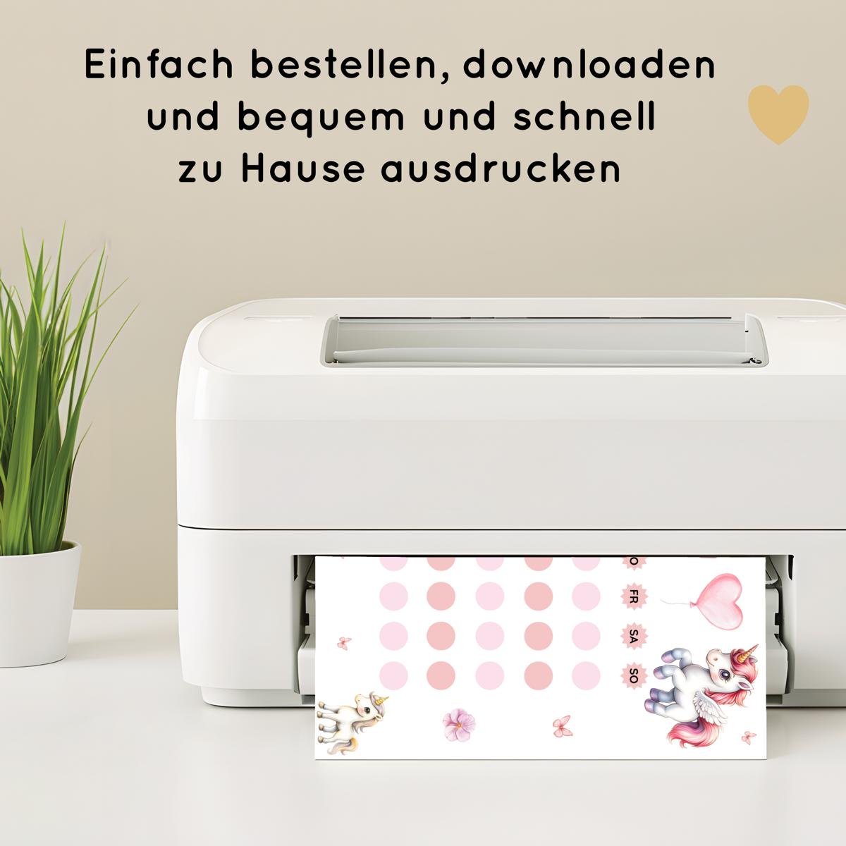 Einhorn Aufgabenplan und Belohnungsplan für Kinder