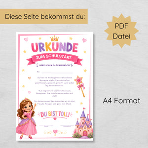 Einschulung Urkunde Mädchen Druckvorlage