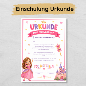 Einschulung Urkunde für Mädchen