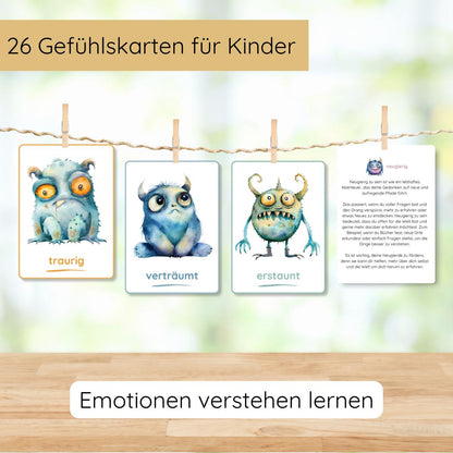 26 Monster Gefühlskarten für Kinder mit passender Erklärung