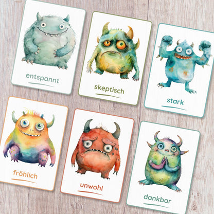 26 Monster Gefühlskarten für Kinder mit passender Erklärung