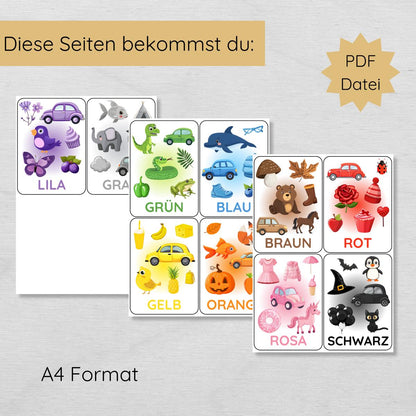 10 Farblernkarten für Kinder