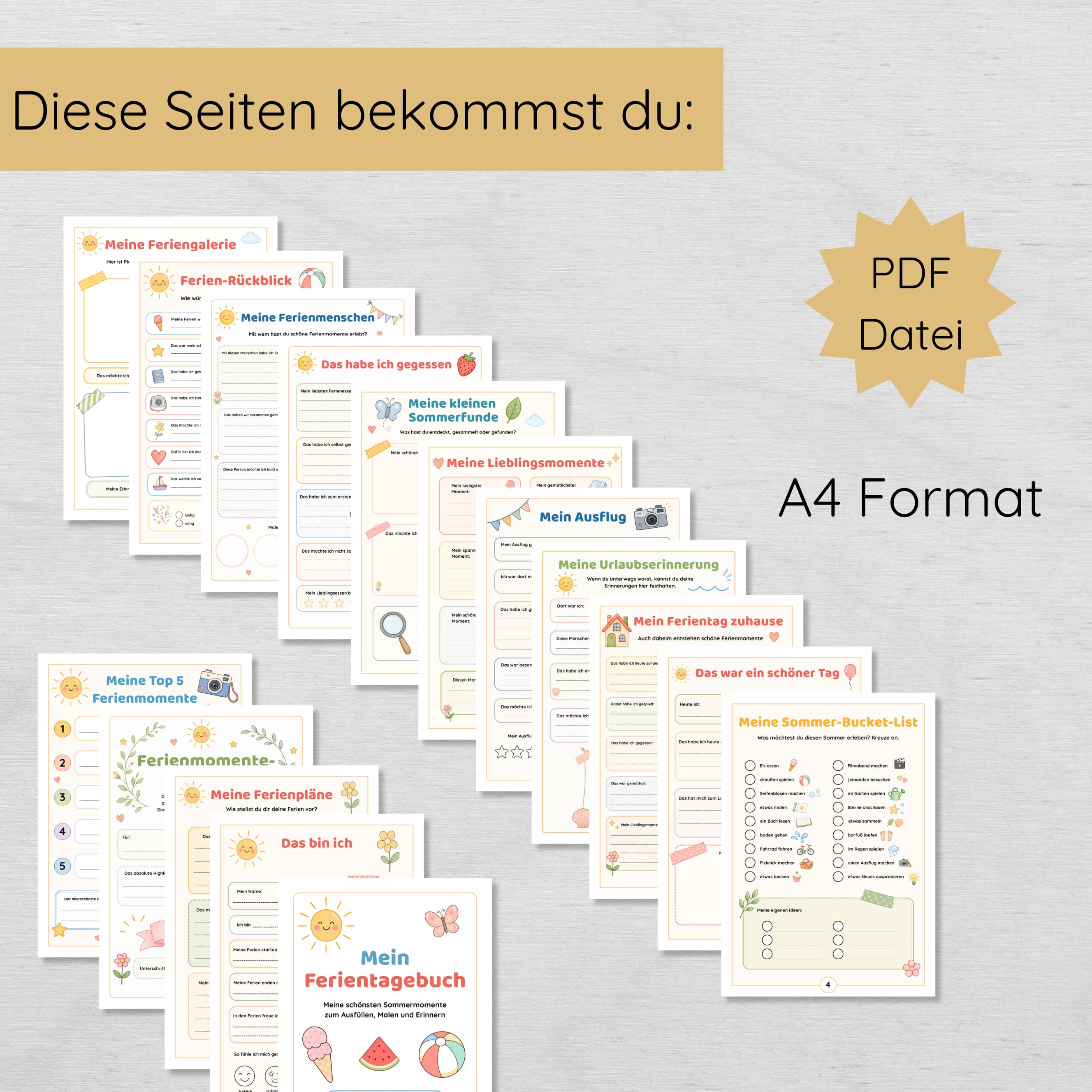 Ferientagebuch für Kinder Druckvorlage