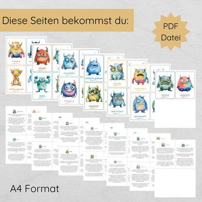 26 Monster Gefühlskarten für Kinder mit passender Erklärung