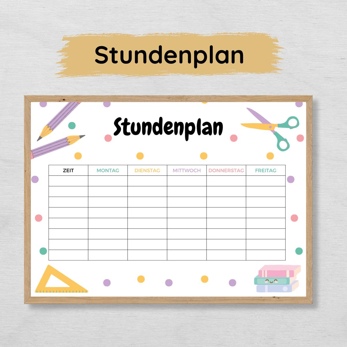 Stundenplan für Kinder, gepunktet