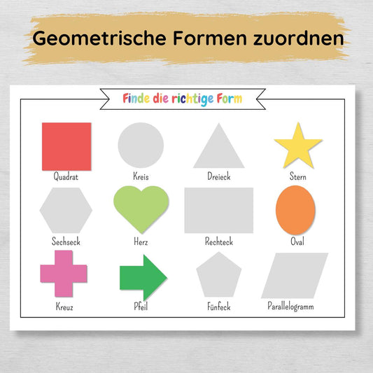 Formen zuordnen Lernspiel für Kinder