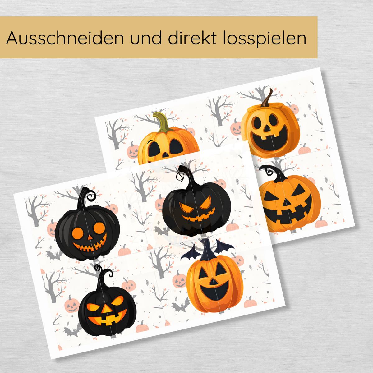 2 Teile Halloween Kürbis Puzzle für Kinder, Hälften zuordnen