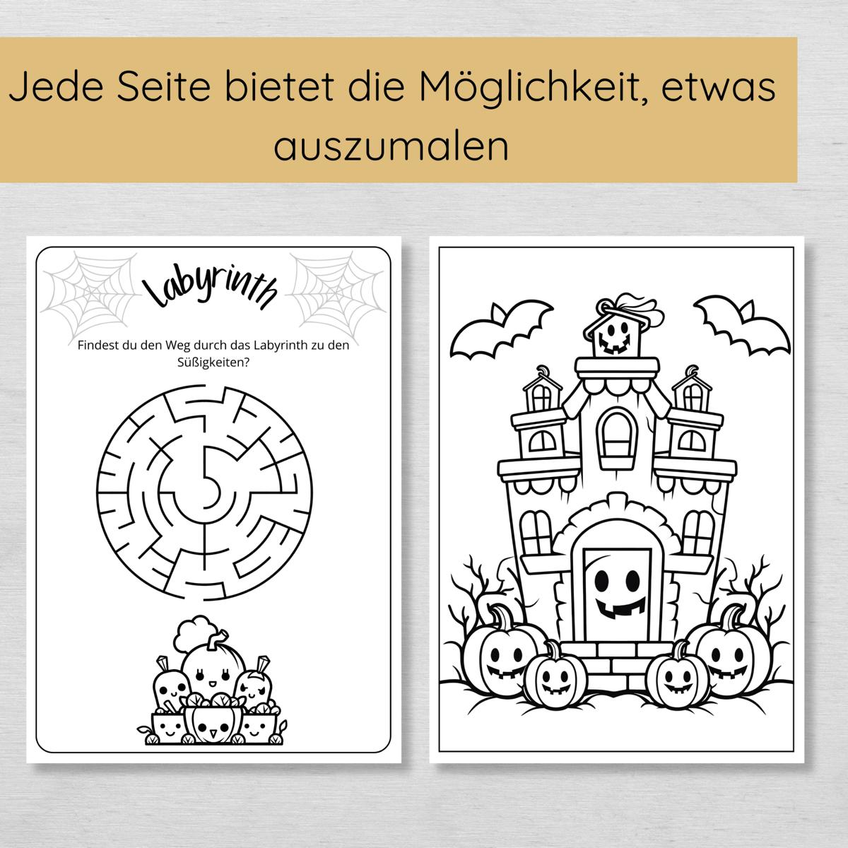 25 Halloween Rätsel und Ausmalbilder für Kinder