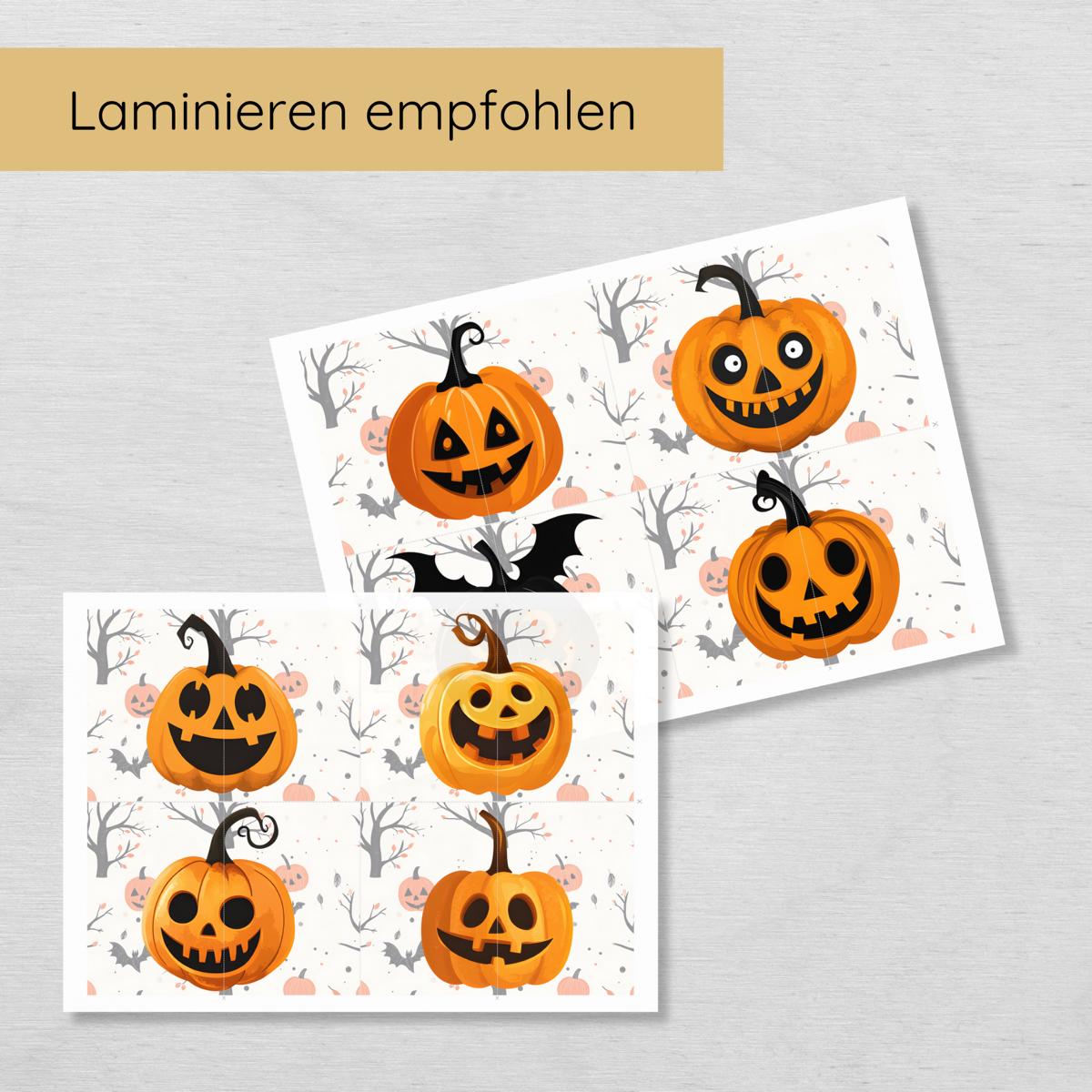 2 Teile Halloween Kürbis Puzzle für Kinder, Hälften zuordnen