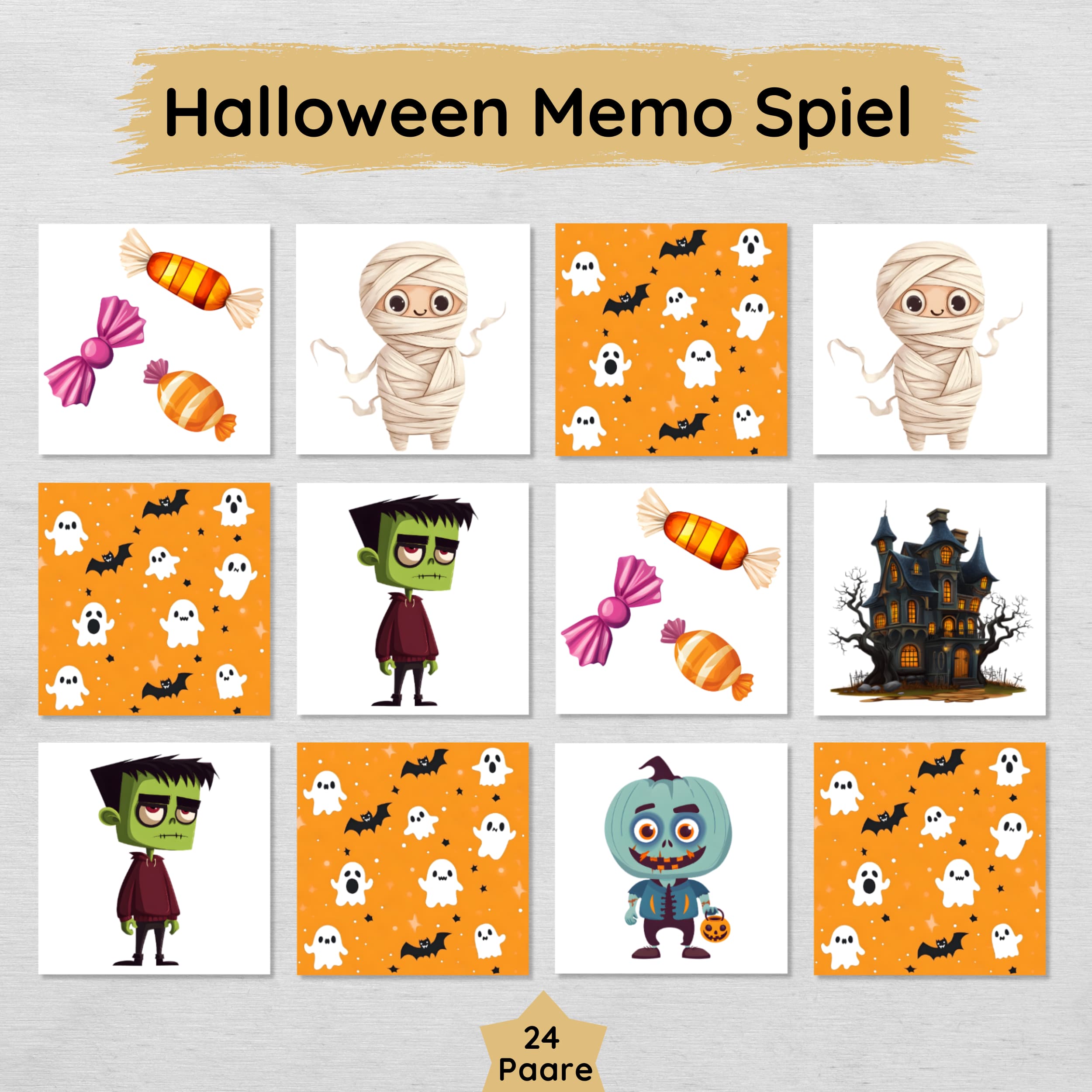 Halloween Memo Spiel für Kinder