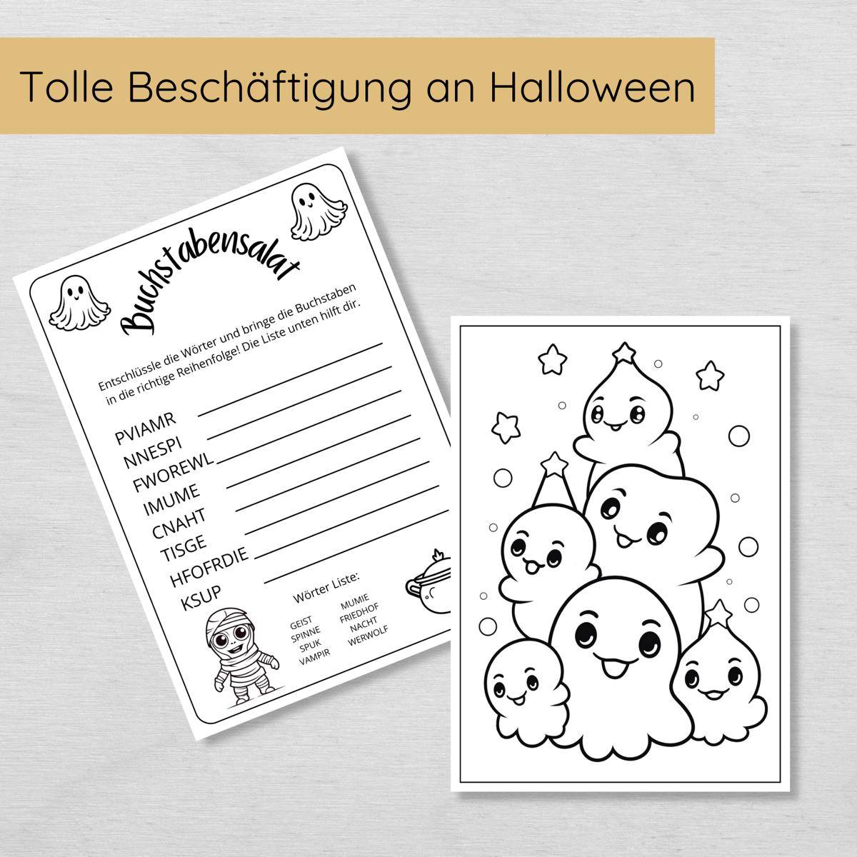 25 Halloween Rätsel und Ausmalbilder für Kinder