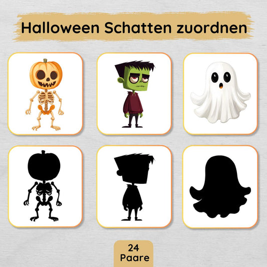 Halloween Schatten Zuordnungsspiel für Kinder