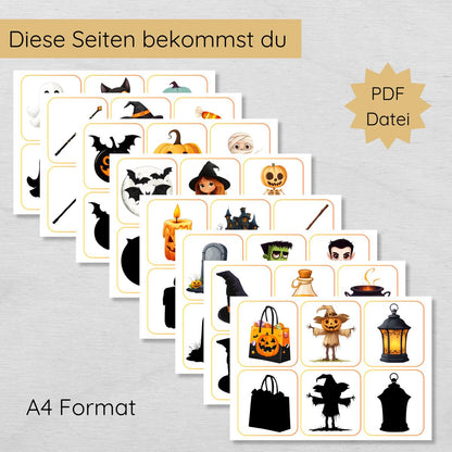 Halloween Schatten Zuordnungsspiel für Kinder
