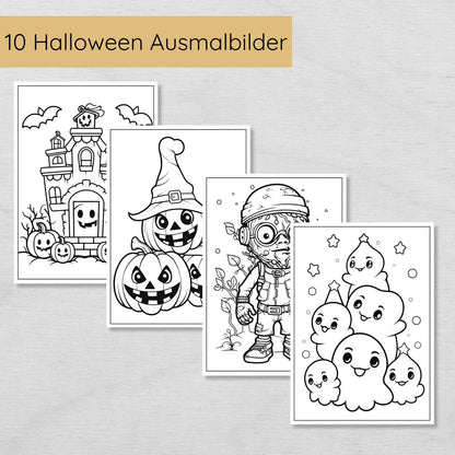 Halloween Spiele Set für Kinder Spielen, Rätseln & Ausmalbildern