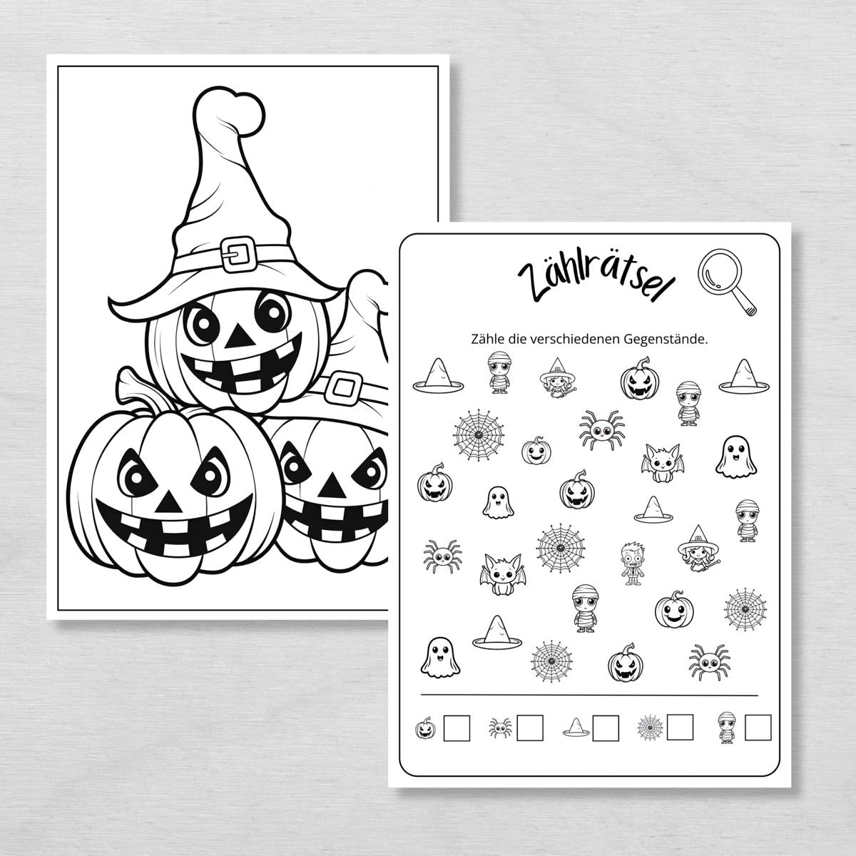 25 Halloween Rätsel und Ausmalbilder für Kinder