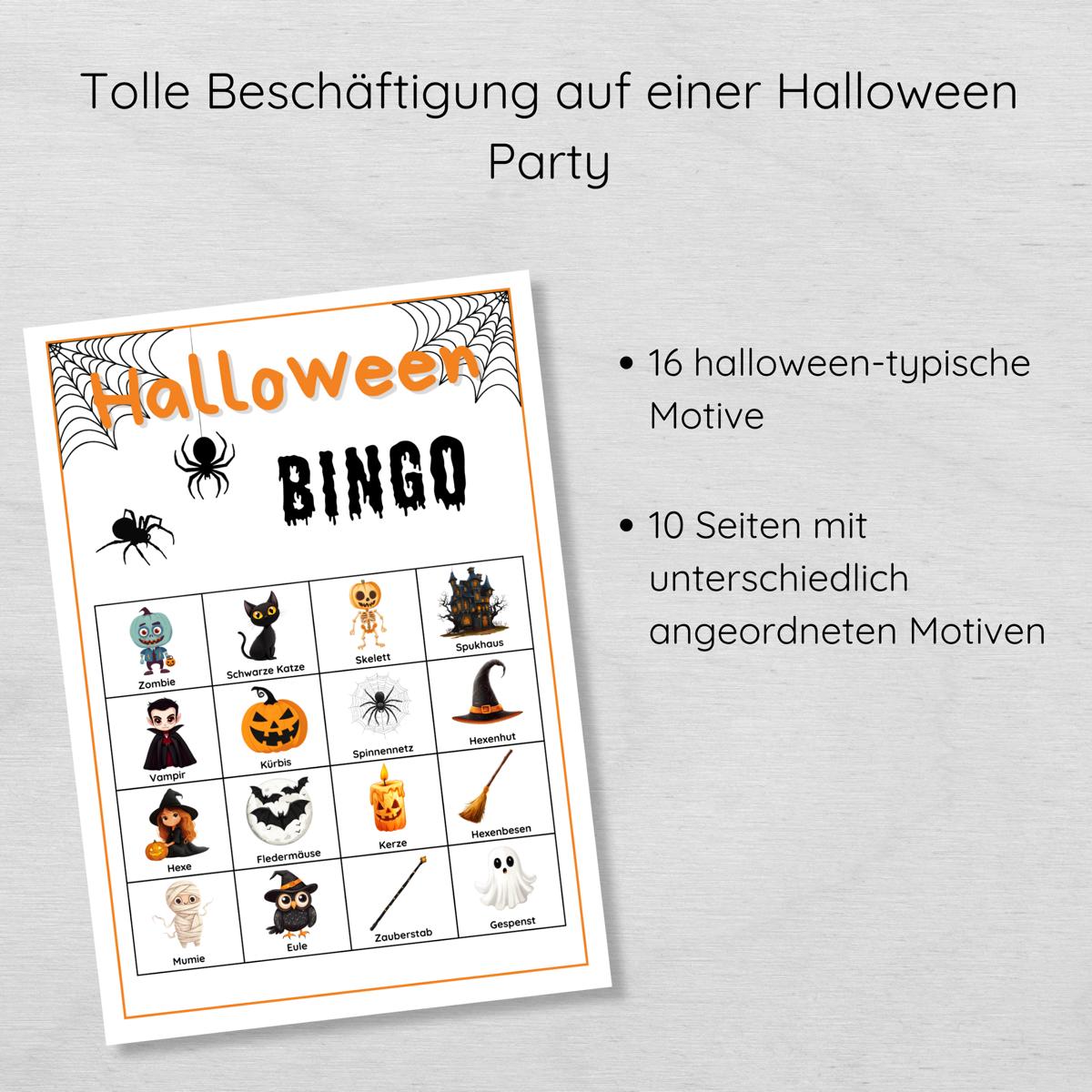 Halloween Bingo für Kinder