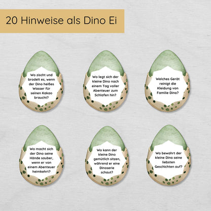 Dino Indoor Schnitzeljagd mit 20 Hinweisen & Urkunde