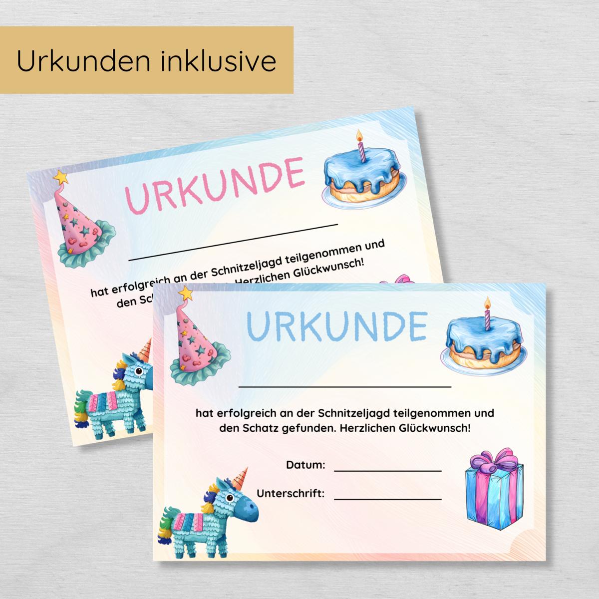 Indoor Schnitzeljagd Kindergeburtstag - 20 einfache Hinweise & Urkunde