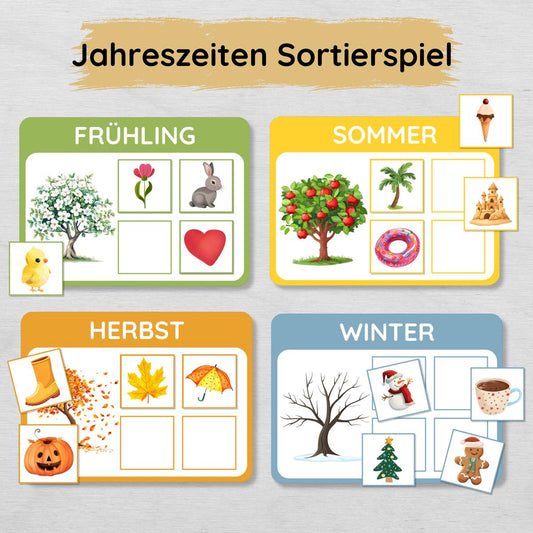 Jahreszeiten lernen Sortierspiel für Kinder