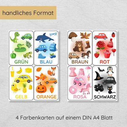10 Farblernkarten für Kinder