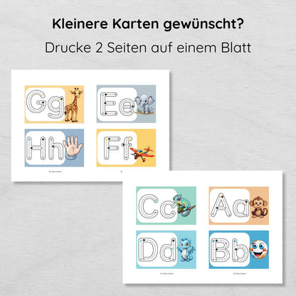 ABC Übungskarten Buchstaben schreiben lernen, quer