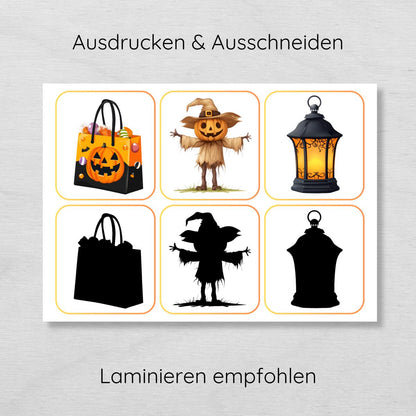Halloween Schatten Zuordnungsspiel für Kinder
