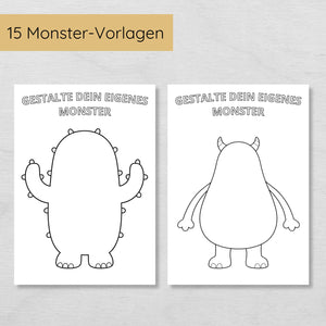 Gestalte dein Monster - Ausmalbilder für Kinder