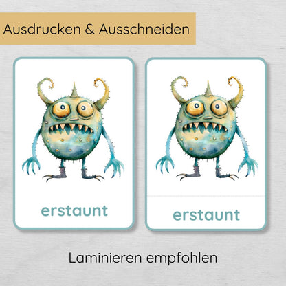 26 dreiteilige Monster Gefühlskarten für Kinder