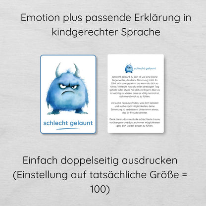 26 Monster Gefühlskarten für Kinder mit passender Erklärung