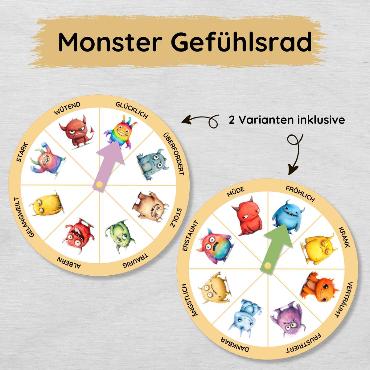 Monster Gefühlsrad für Kinder in 2 Varianten