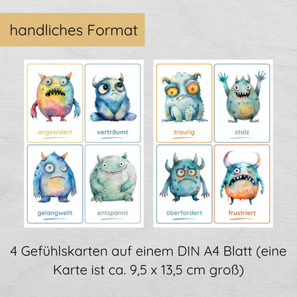 26 Monster Gefühlskarten für Kinder mit passender Erklärung