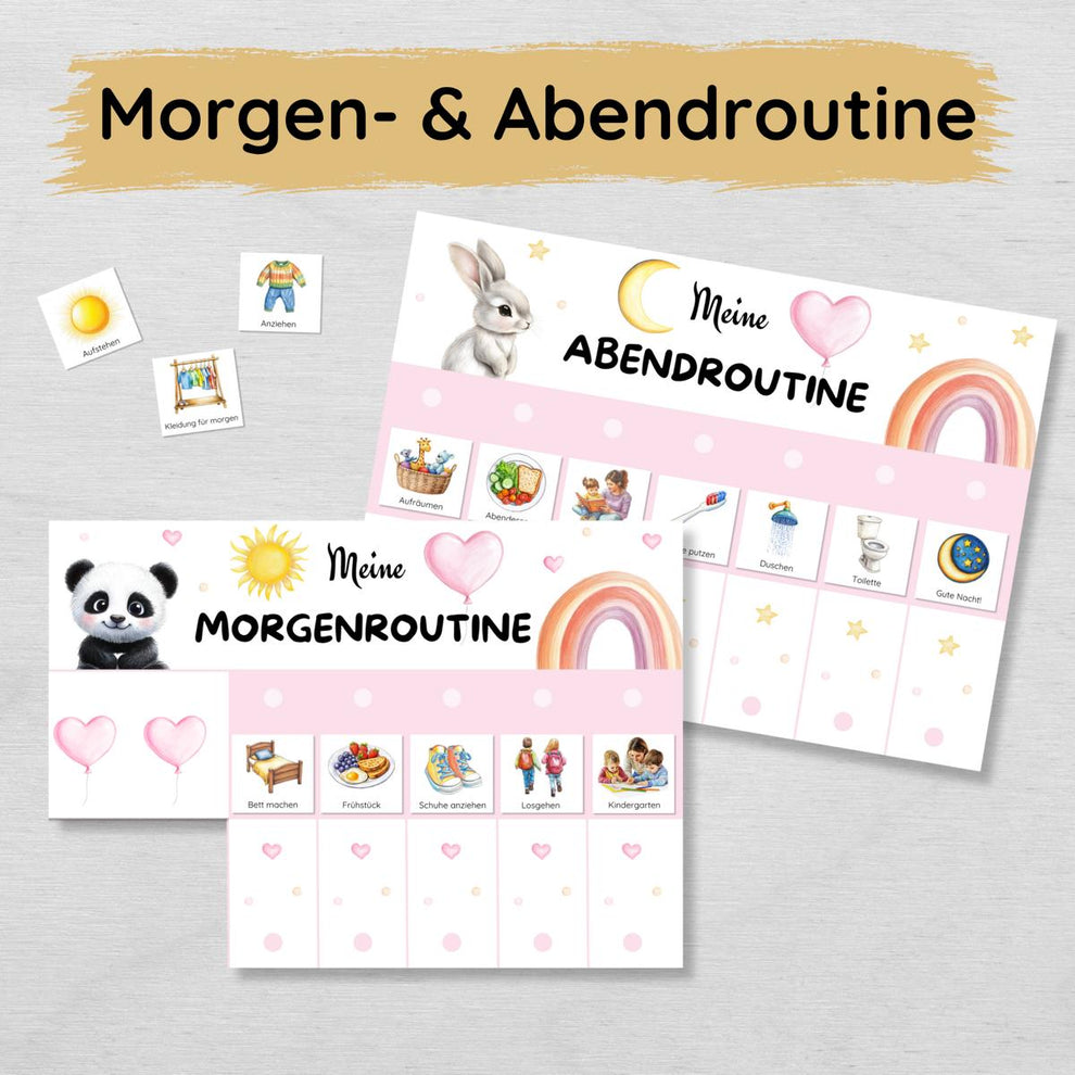 Regenbogen Morgenroutine & Abendroutine Plan für Kinder – LittleLinchen