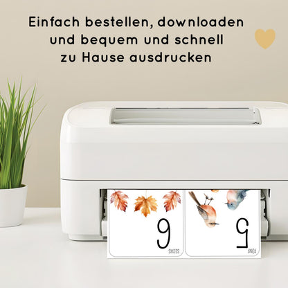 Natur Zahlen 1 bis 10 Lernkarten für Kinder
