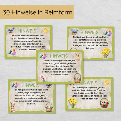 Ostern Indoor Schnitzeljagd mit 30 Hinweisen, Urkunde, 2 Spielen & 2 Ausmalbildern