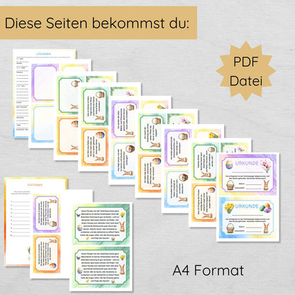 Ostern Outdoor Schnitzeljagd - 20 einfache Hinweise, Urkunde & mehr