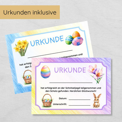 Ostern Outdoor Schnitzeljagd - 20 einfache Hinweise, Urkunde & mehr