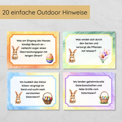 Ostern Outdoor Schnitzeljagd - 20 einfache Hinweise, Urkunde & mehr