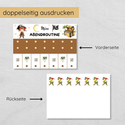 Pirat Morgenroutine & Abendroutine Plan für Kinder, PDF Routineplan
