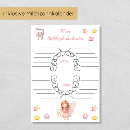 Brief von der Zahnfee Set inkl. Urkunde und Milchzahnkalender, rosa