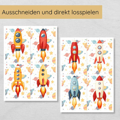 2 Teile Raketen Puzzle für Kinder, Hälften zuordnen