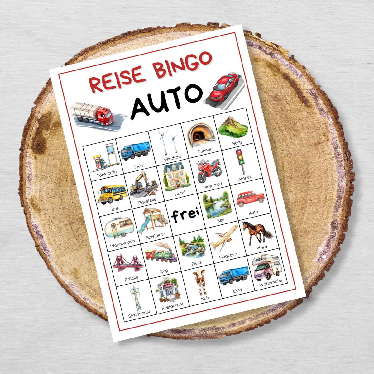 Auto Reise Bingo für Kinder