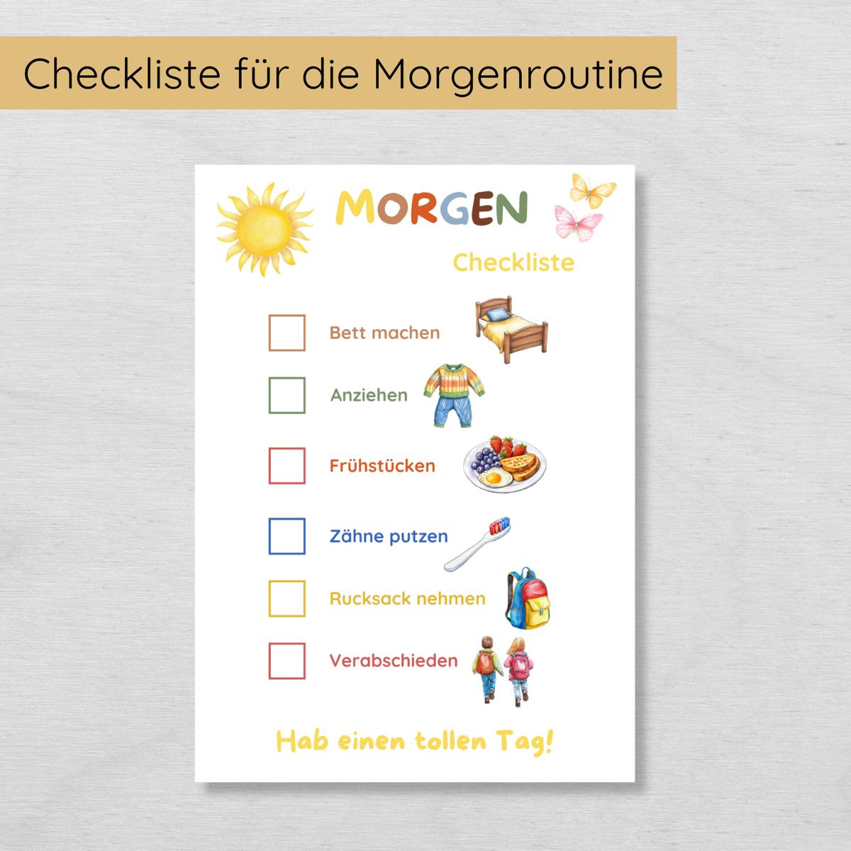 Checkliste für die tägliche Morgen- und Abendroutine für Kinder