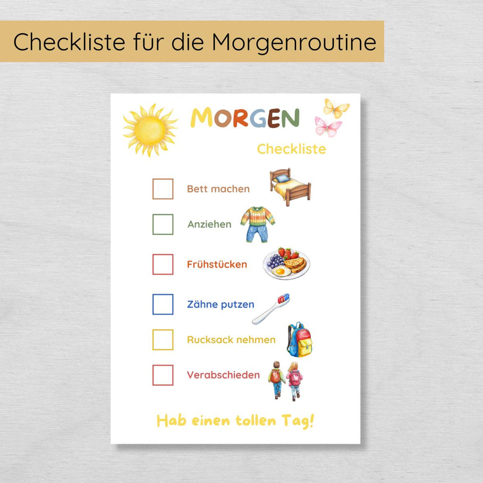 Checkliste für die tägliche Morgen- und Abendroutine für Kinder ...