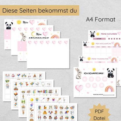 Mädchen Routine Set mit 160 Routinekarten & Planern