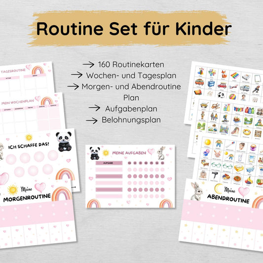 Mädchen Routine Set mit 160 Routinekarten & Planern