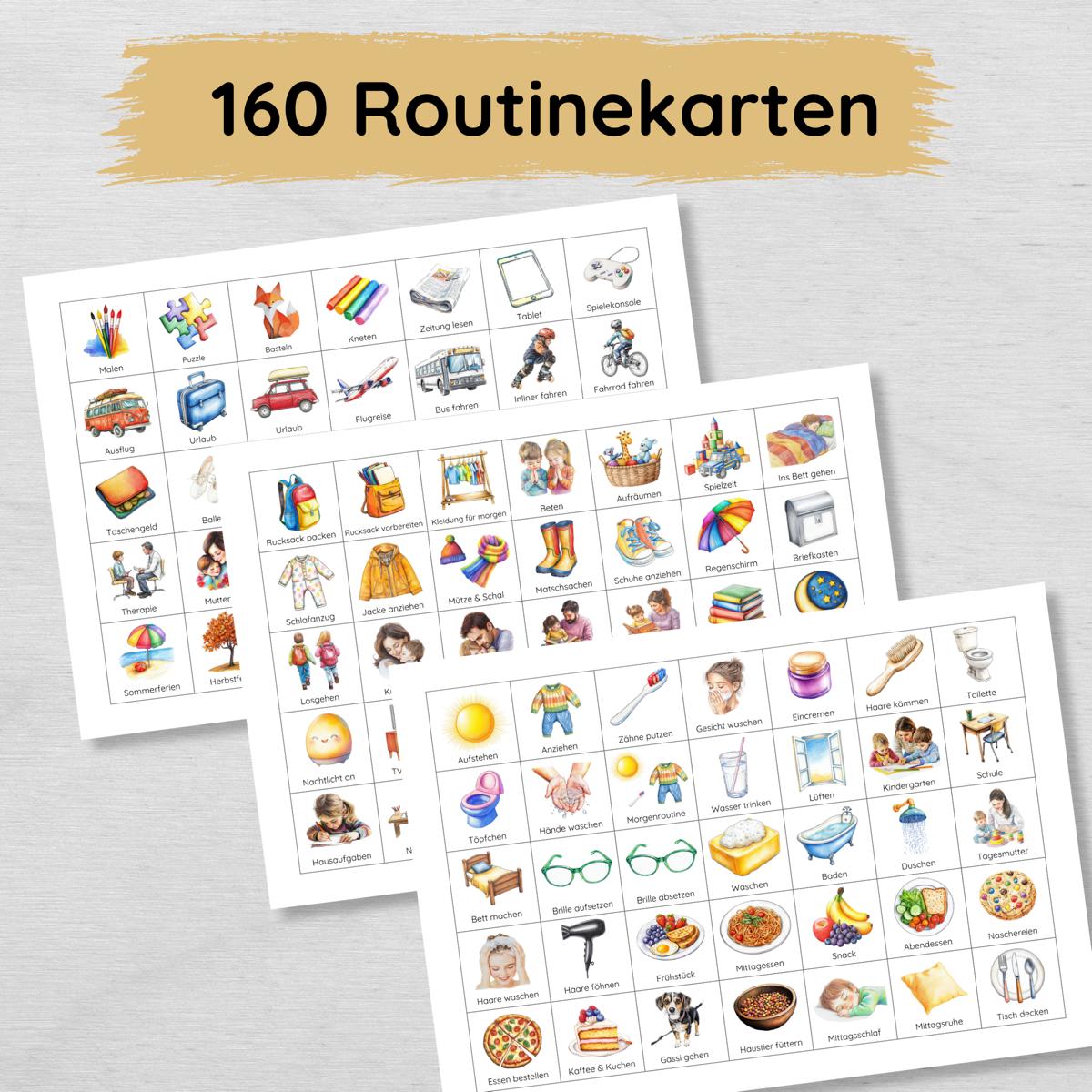 160 Routinekarten für Kinder, ideal für Routinepläne & Wochen- und Tagesplan
