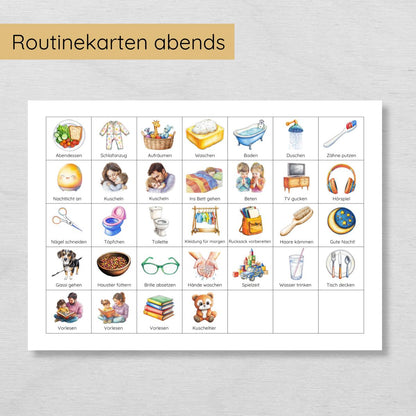 Regenbogen Morgenroutine & Abendroutine Plan für Kinder, PDF Routineplan