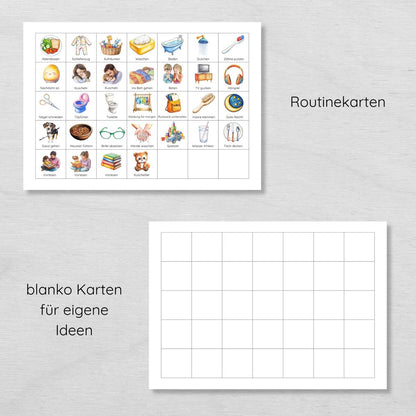 Regenbogen Morgenroutine & Abendroutine Plan für Kinder, PDF Routineplan